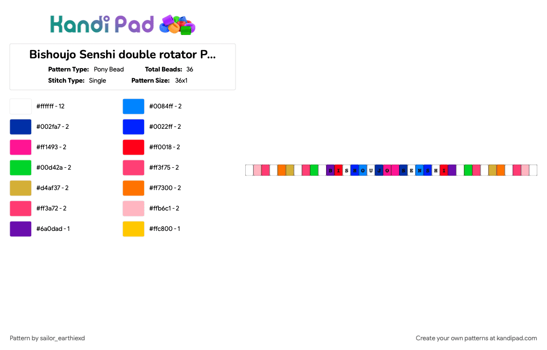 Bishoujo Senshi double rotator P3 >:3 - Pony Bead Pattern by sailor_earthiexd on Kandi Pad - bishoujo, pink, purple, red, sailorsenshi
