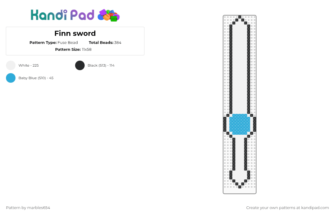 Finn sword - Fuse Bead Pattern by marbles654 on Kandi Pad - white