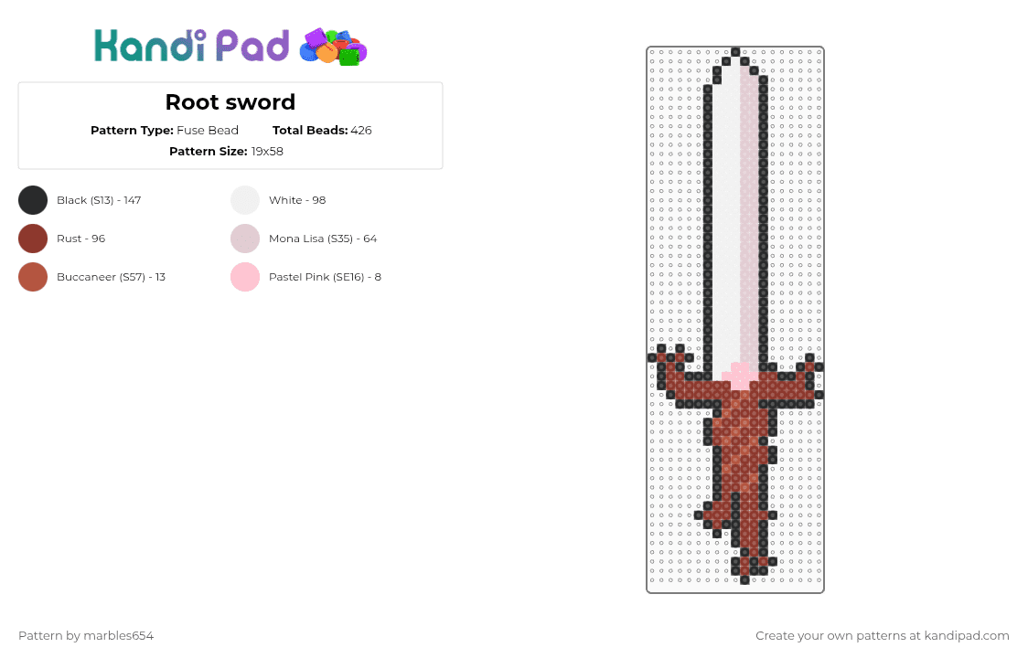 Root sword - Fuse Bead Pattern by marbles654 on Kandi Pad - red