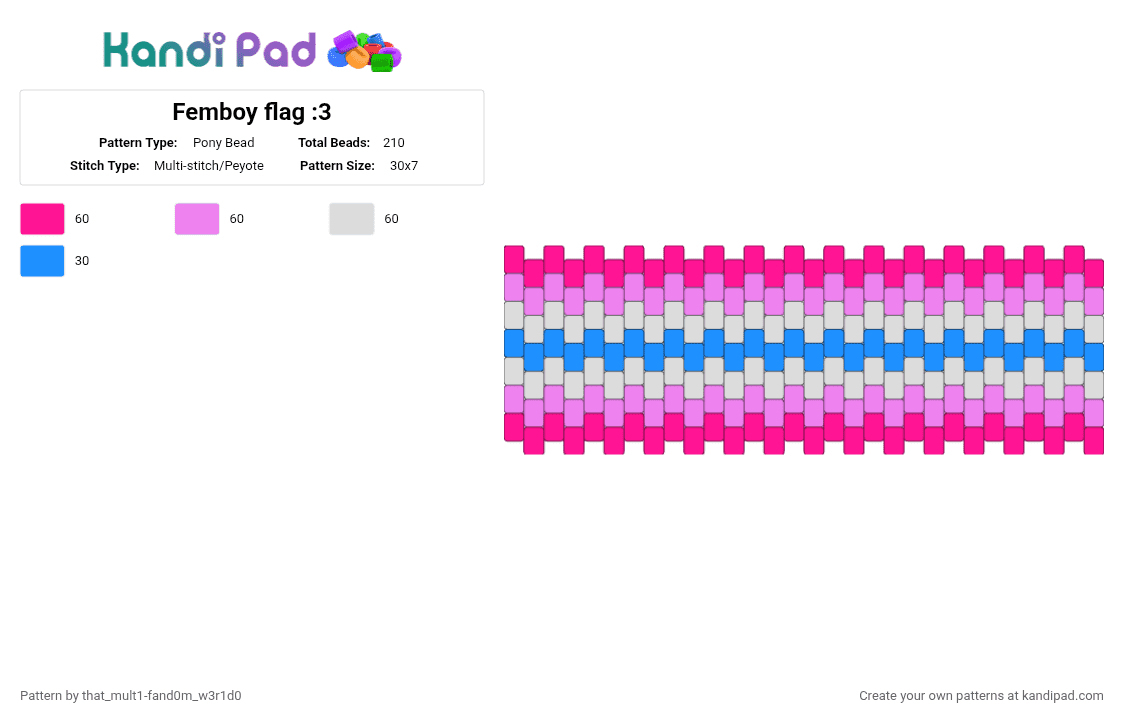 Femboy flag :3 - Pony Bead Pattern by that_mult1-fand0m_w3r1d0 on Kandi Pad - pink