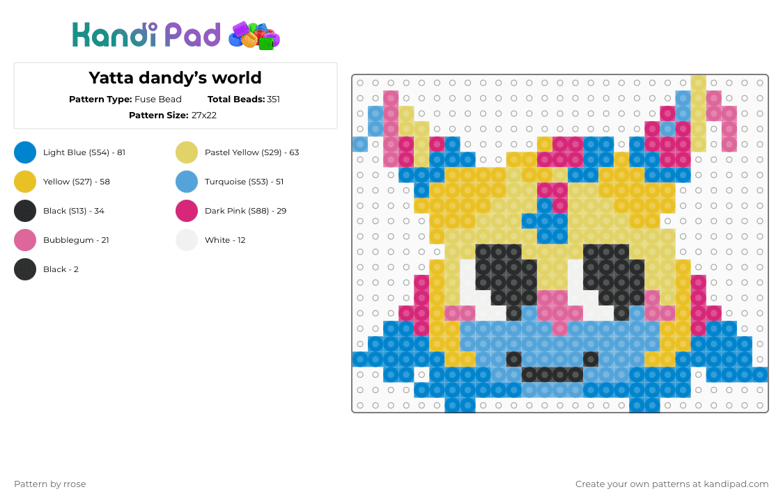 Yatta dandy’s world - Fuse Bead Pattern by rrose on Kandi Pad - blue,yellow