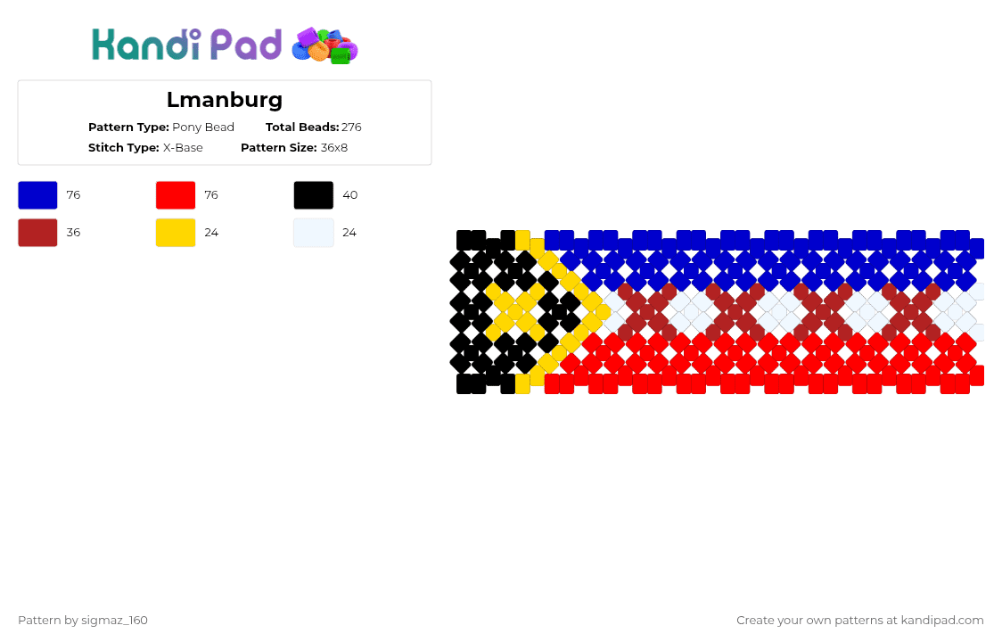 Lmanburg - Pony Bead Pattern by sigmaz_160 on Kandi Pad - purple,red