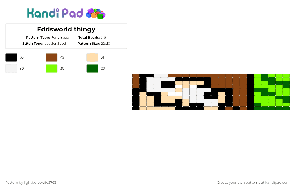 Eddsworld thingy - Pony Bead Pattern by lightbulbswife2763 on Kandi Pad - green, red