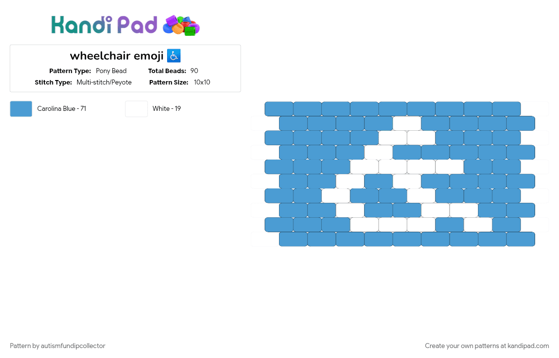 wheelchair emoji ♿️ - Pony Bead Pattern by autismfundipcollector on Kandi Pad - 