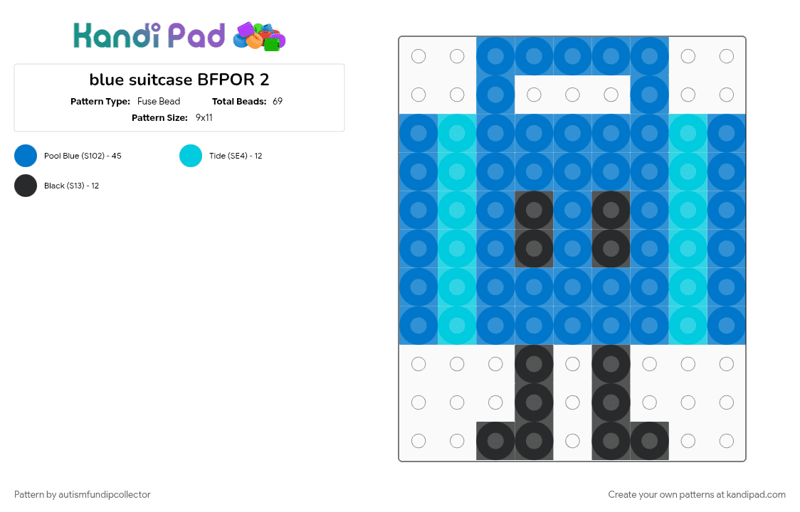blue suitcase BFPOR 2 - Fuse Bead Pattern by autismfundipcollector on Kandi Pad - 