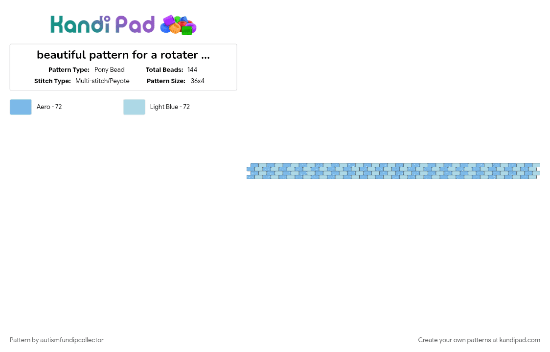 beautiful pattern for a rotater i made - Pony Bead Pattern by autismfundipcollector on Kandi Pad - light blue