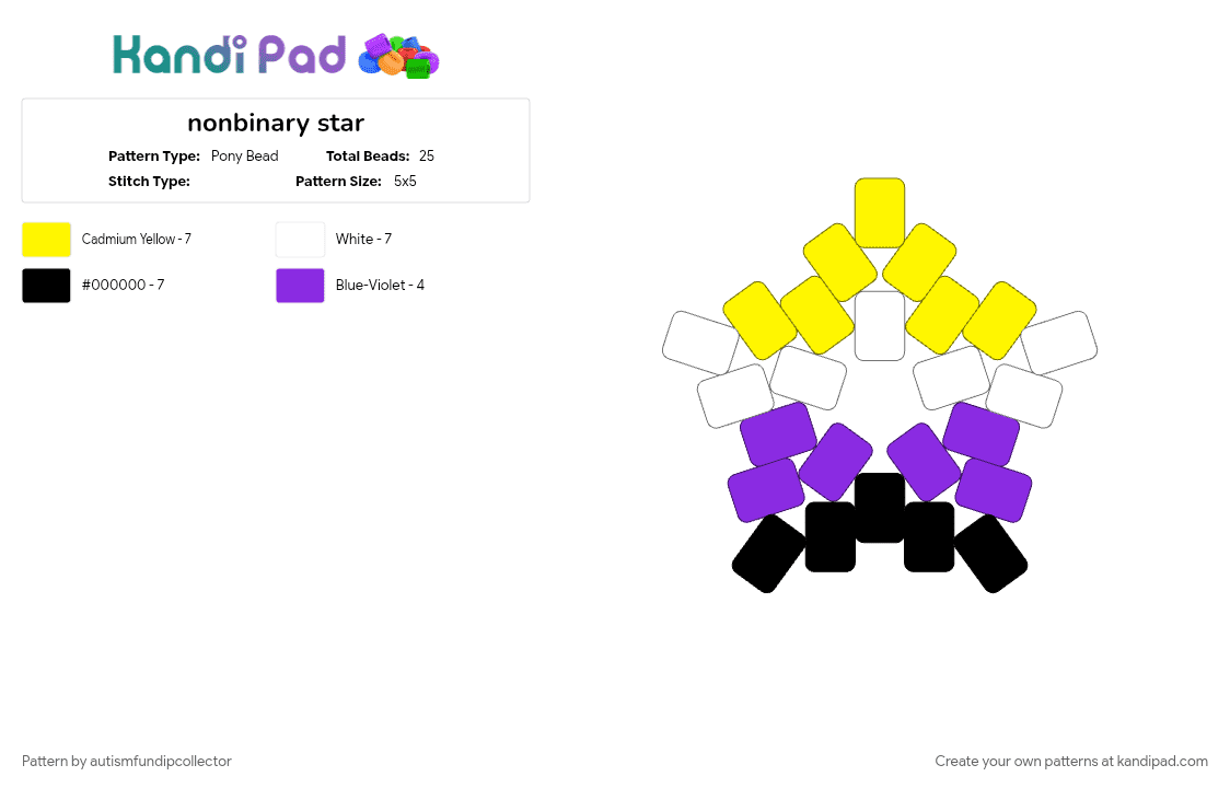 nonbinary star - Pony Bead Pattern by autismfundipcollector on Kandi Pad - purple, yellow
