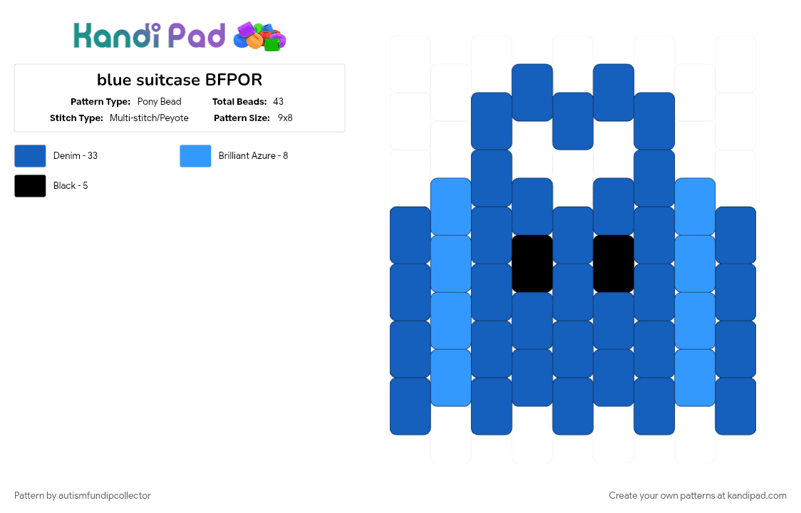 blue suitcase BFPOR - Pony Bead Pattern by autismfundipcollector on Kandi Pad - blue