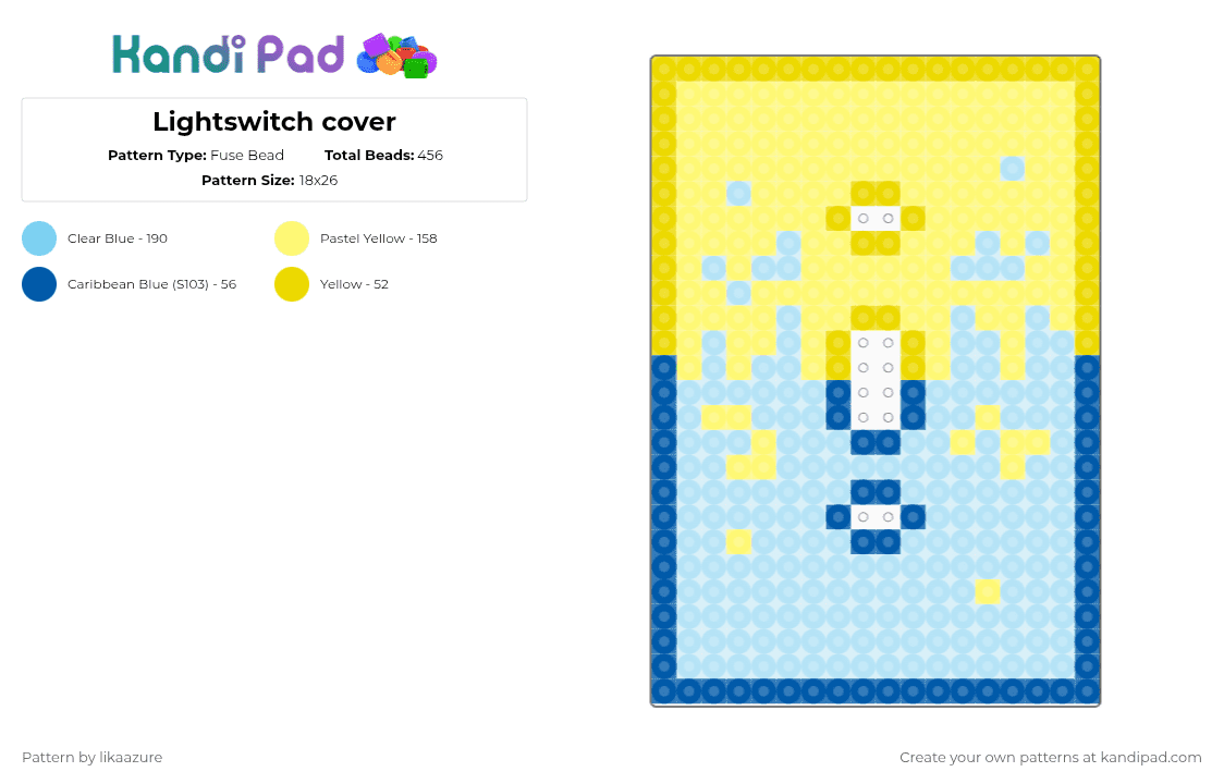 Lightswitch cover - Fuse Bead Pattern by likaazure on Kandi Pad - yellow,light blue