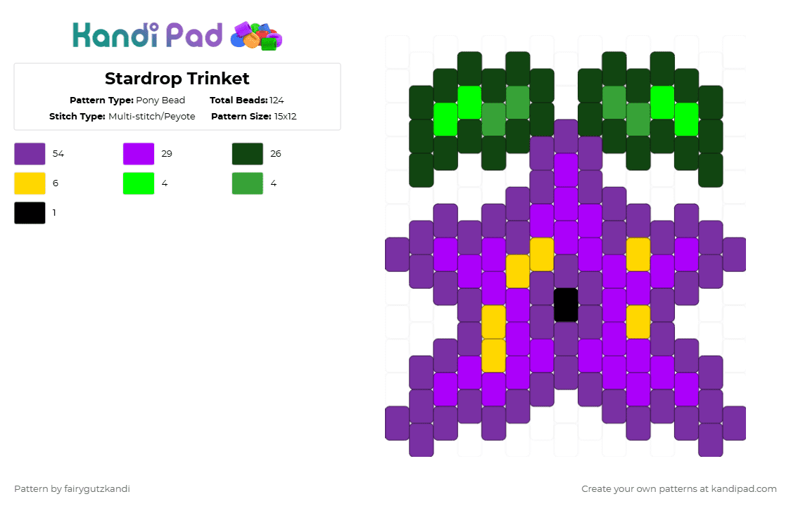 Stardrop Trinket - Pony Bead Pattern by fairygutzkandi on Kandi Pad - purple,video games,stardew valley,stardrop,concerned ape