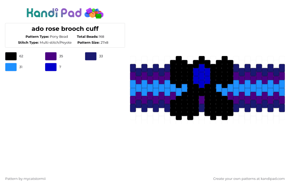 ado rose brooch cuff - Pony Bead Pattern by alylikesado on Kandi Pad - purple,light blue,ado,rose,blue,singer,jpop