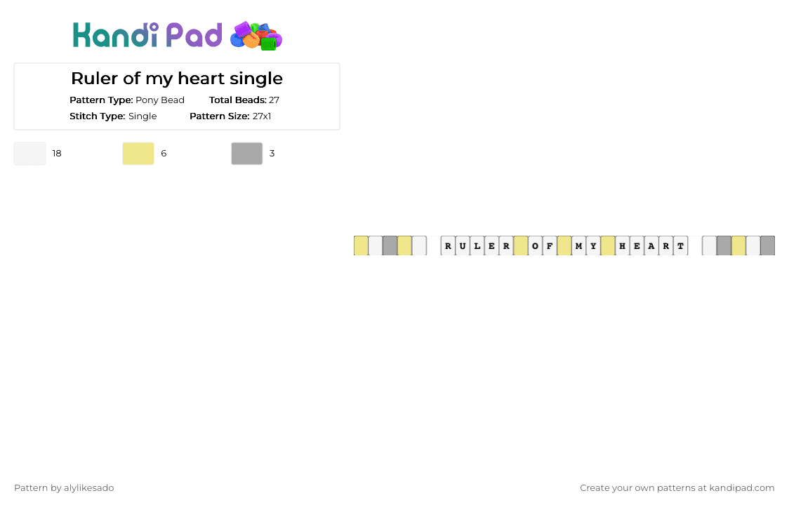 Ruler of my heart single - Pony Bead Pattern by alylikesado on Kandi Pad - alien stage, alnst, beige, gray, kpop, luka, single, white, yellow