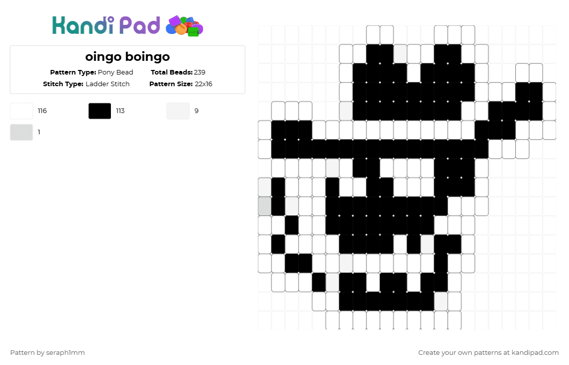 oingo boingo - Pony Bead Pattern by seraph1mm on Kandi Pad - white,black