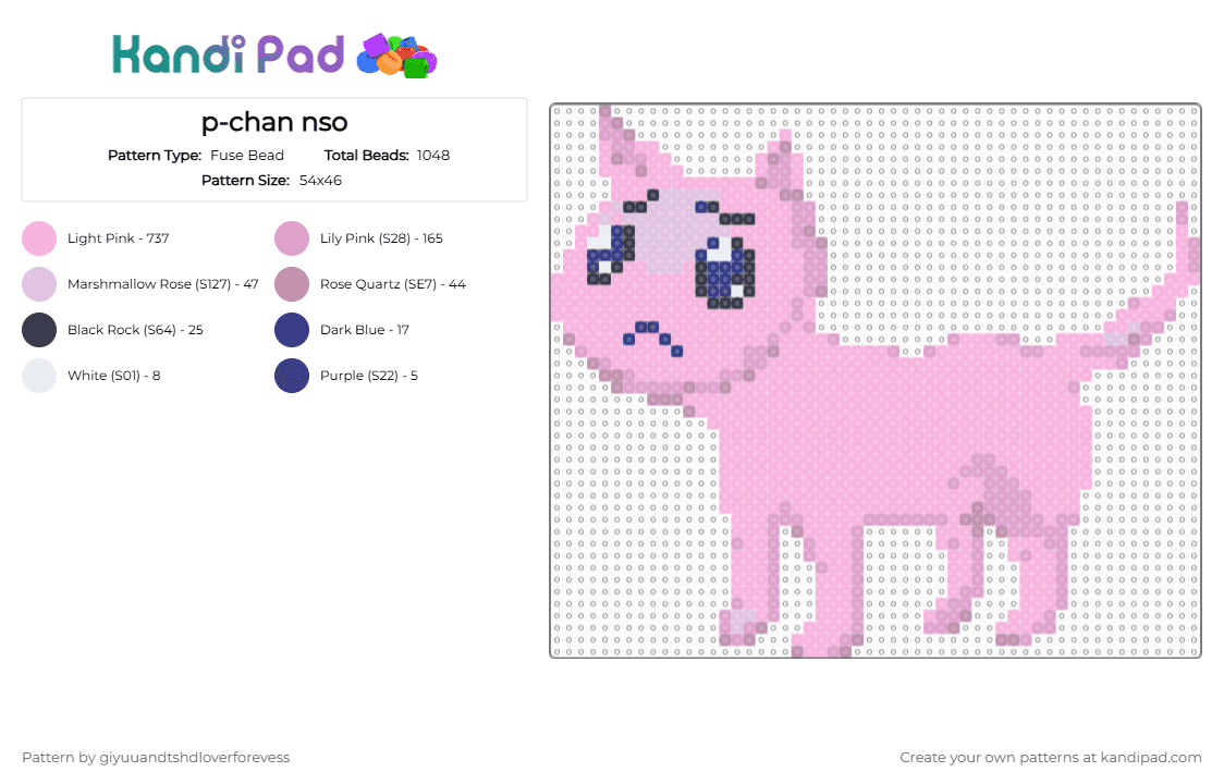p-chan nso - Fuse Bead Pattern by giyuuandtshdloverforevess on Kandi Pad - pink