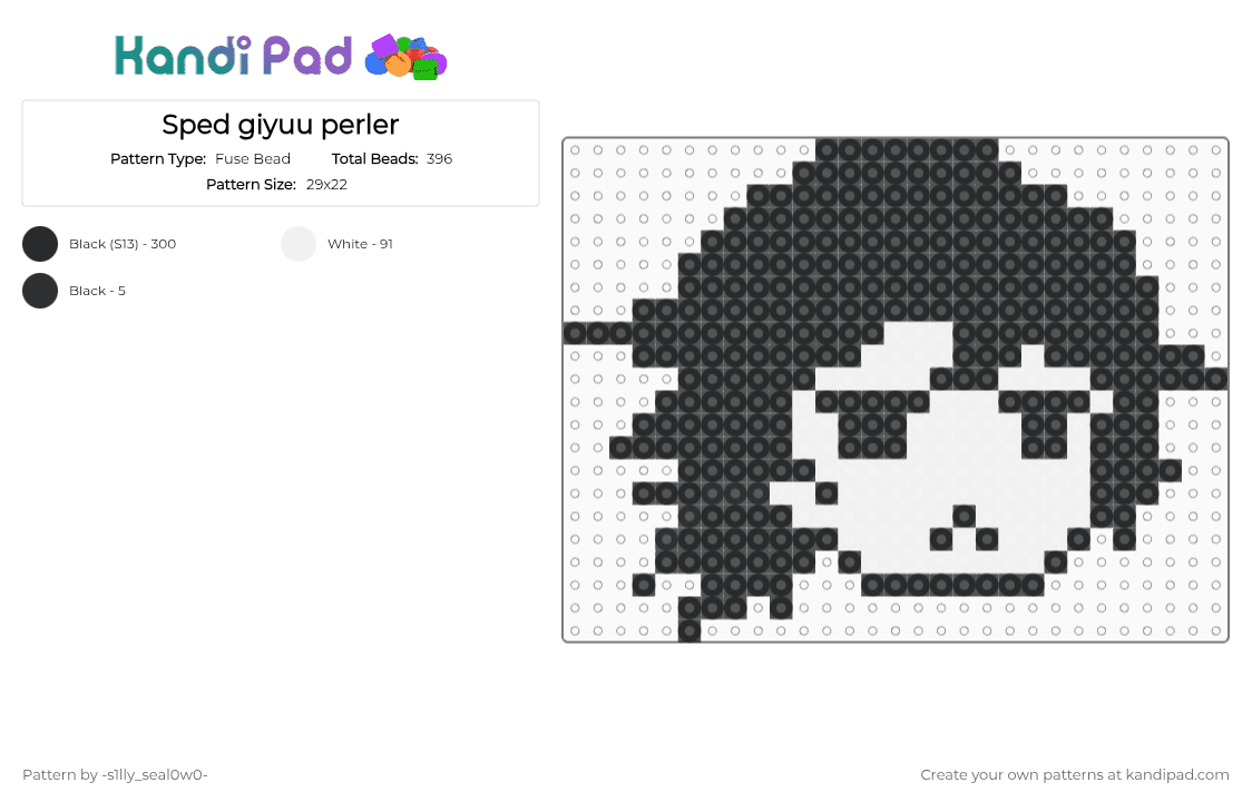 Sped giyuu perler - Fuse Bead Pattern by giyuuandtshdloverforevess on Kandi Pad - black