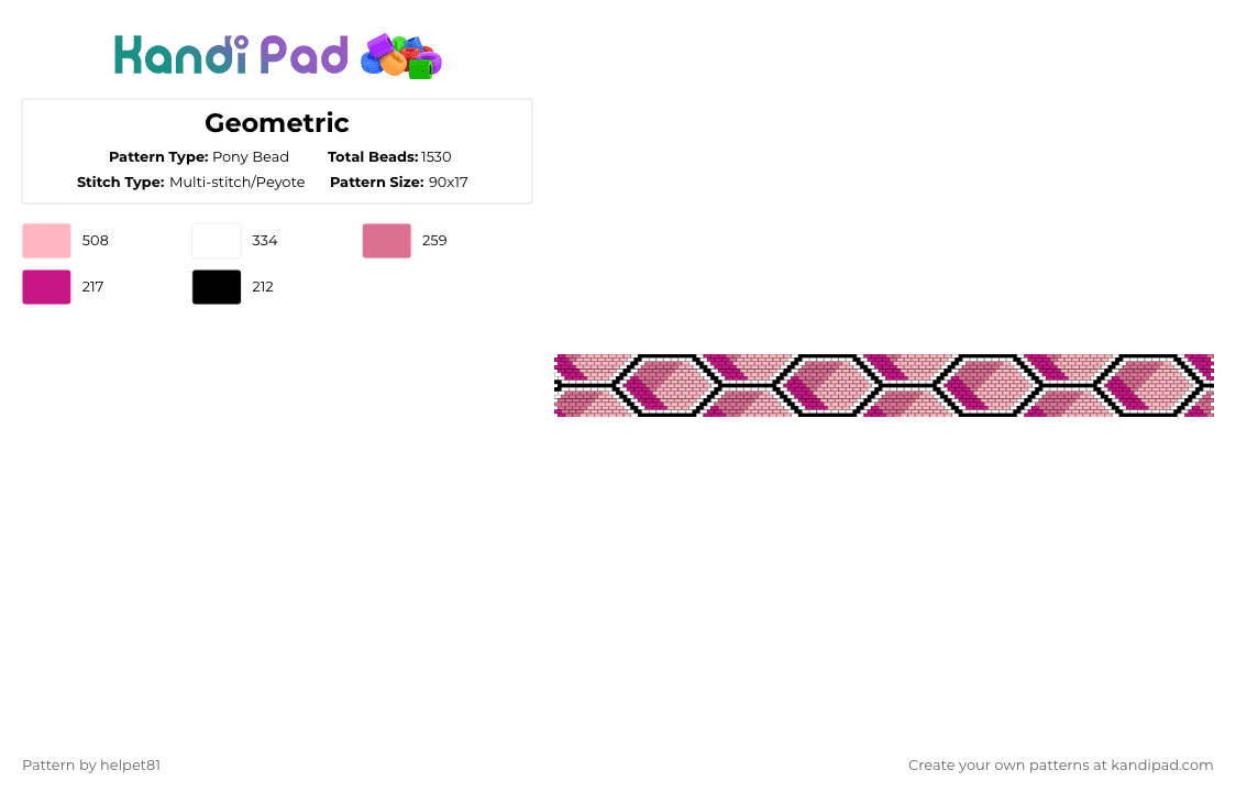 Geometric - Pony Bead Pattern by helpet81 on Kandi Pad - pink