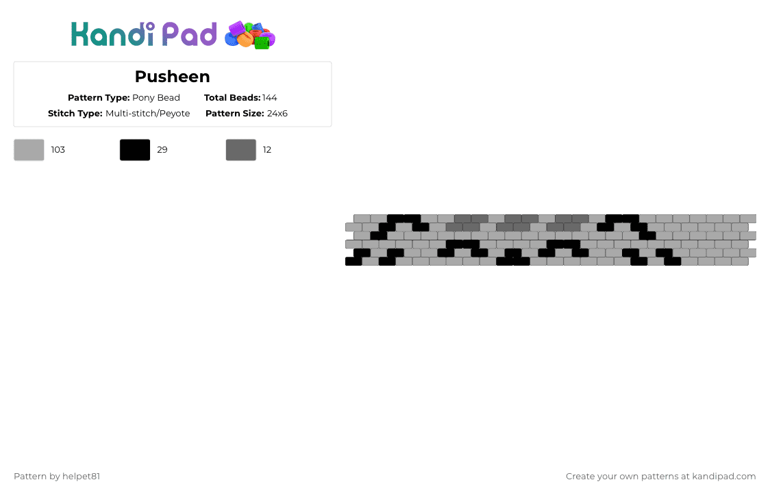 Pusheen - Pony Bead Pattern by helpet81 on Kandi Pad - beige,pusheen,cat