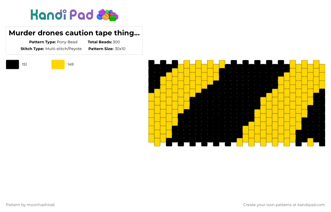 Murder drones caution tape thingy mabober - Pony Bead Pattern by moonhashira6 on Kandi Pad - yellow,black