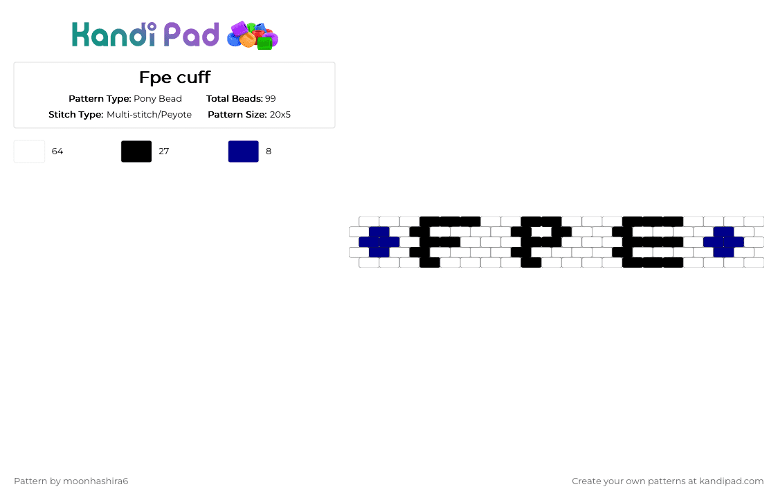 Fpe cuff - Pony Bead Pattern by moonhashira6 on Kandi Pad - white