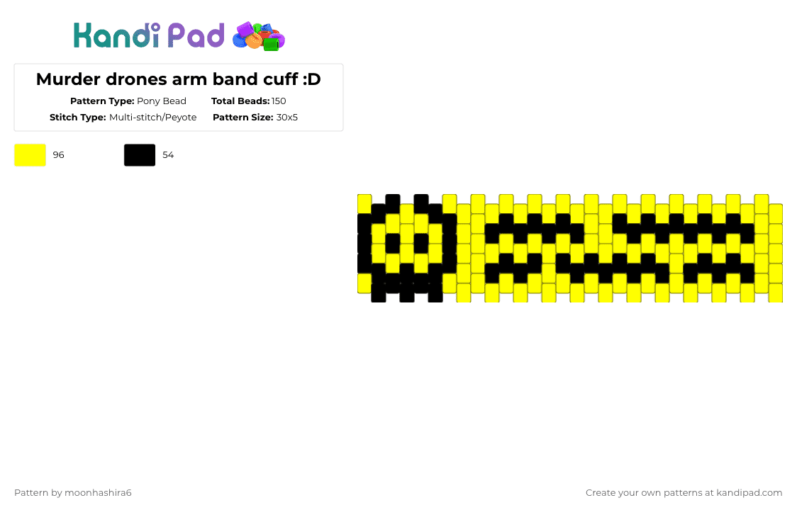 Murder drones arm band cuff :D - Pony Bead Pattern by moonhashira6 on Kandi Pad - black,yellow