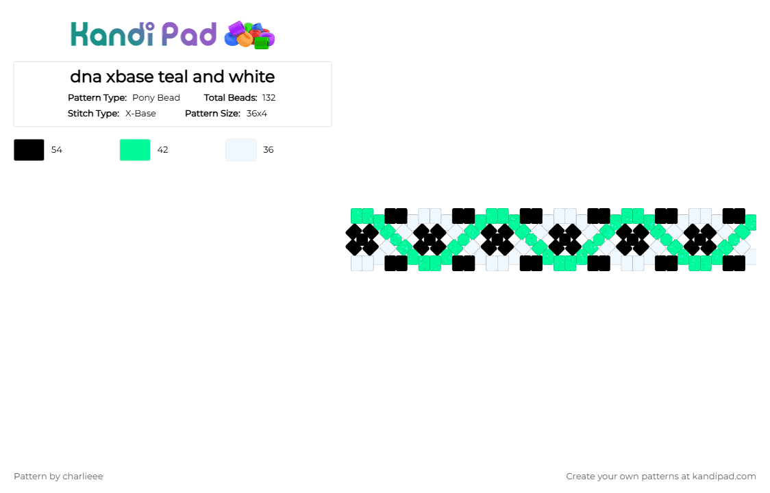 dna xbase teal and white - Pony Bead Pattern by charlieee on Kandi Pad - teal,white