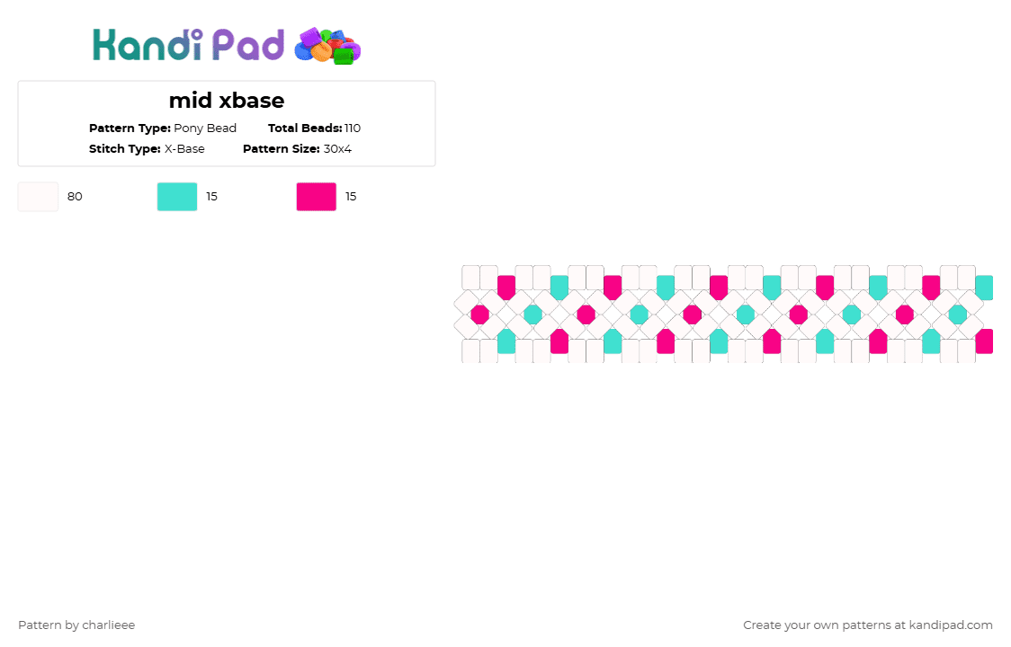mid xbase - Pony Bead Pattern by charlieee on Kandi Pad - light blue, pink, white