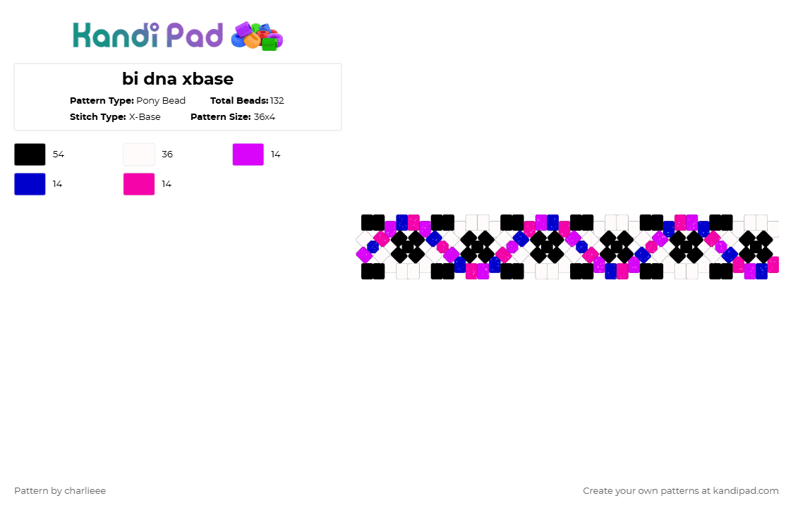bi dna xbase - Pony Bead Pattern by charlieee on Kandi Pad - pink,purple