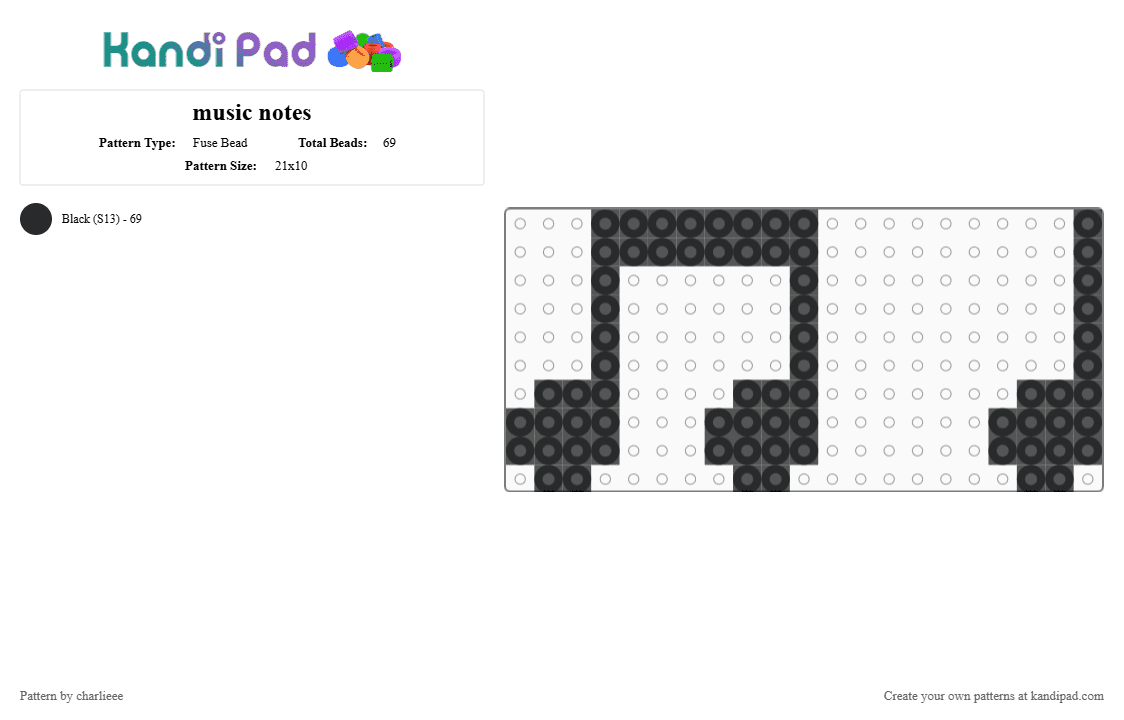 Bead Notes Music notes Fuse Bead Pattern - Kandi Pad | Kandi Patterns, Fuse Bead ...