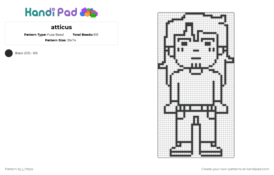 Atticus Fuse Bead Pattern - Kandi Pad | Kandi Patterns, Fuse Bead ...