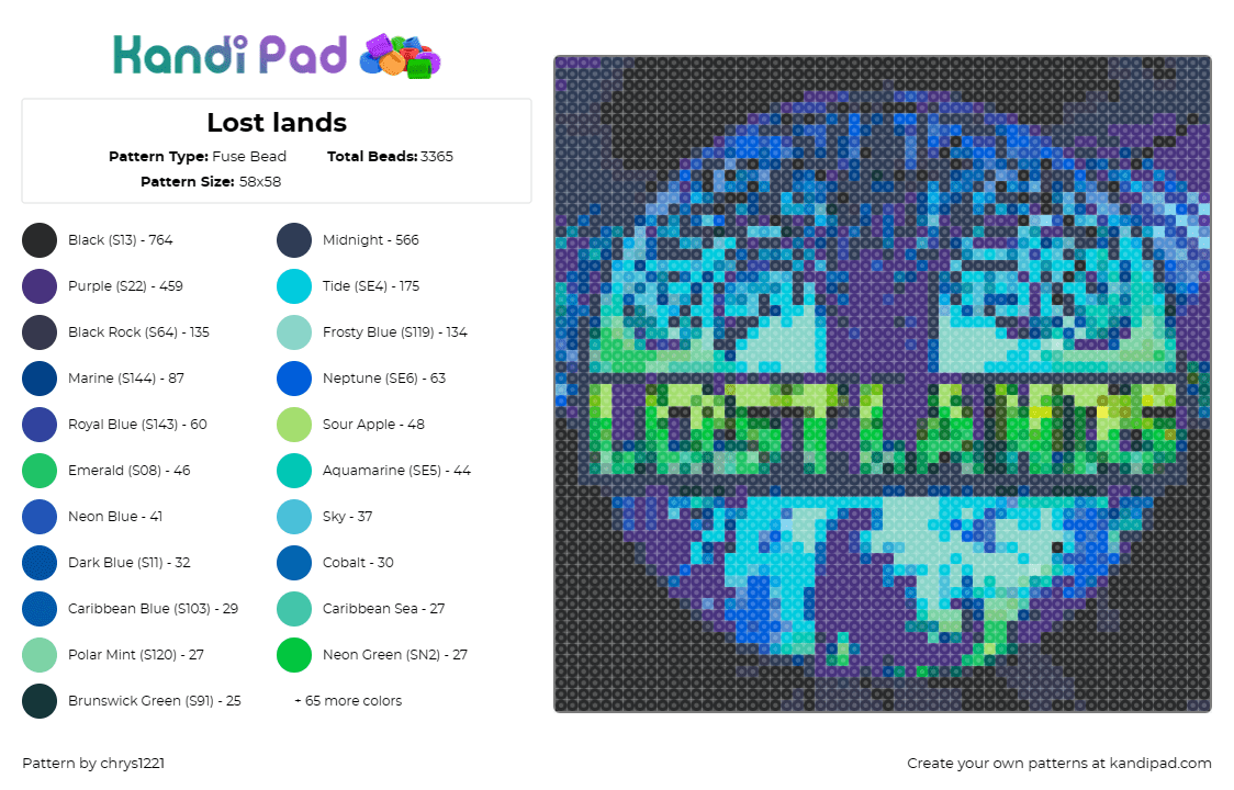 Lost lands - Fuse Bead Pattern by chrys1221 on Kandi Pad - lost lands,festival,edm,dubstep,music,crest,emblem,electronic,tree,blue