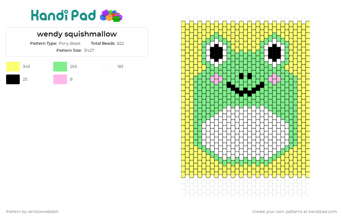 wendy squishmallow - Pony Bead Pattern by rainbowrabbbit on Kandi Pad - wendy,squishmallow,frogs,animals,cute