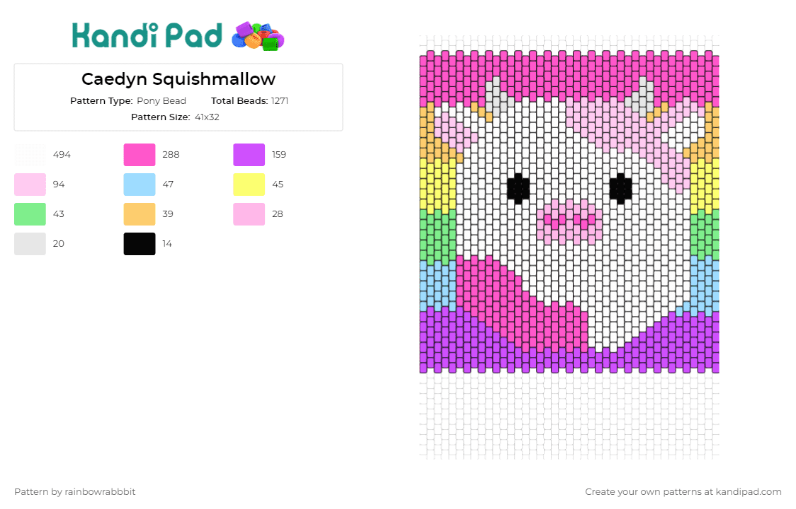 Caedyn Squishmallow - Pony Bead Pattern by rainbowrabbbit on Kandi Pad - squishmallow,caedyn,cow,animals,cute