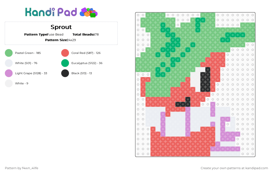 Sprout - Fuse Bead Pattern by f4wn_4life on Kandi Pad - teal,red