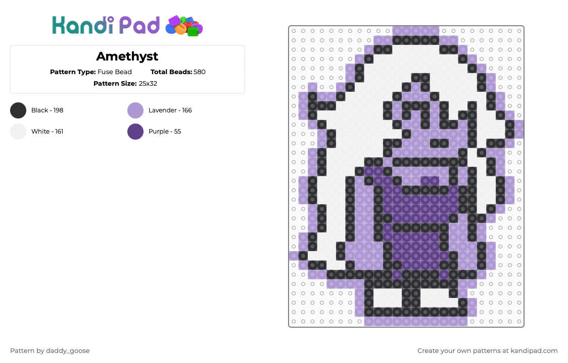 Amethyst - Fuse Bead Pattern by daddy_goose on Kandi Pad - pink