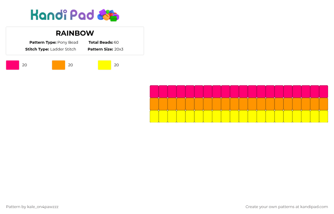 RAINBOW - Pony Bead Pattern by kale_on4pawzzz on Kandi Pad - pink,orange,yellow