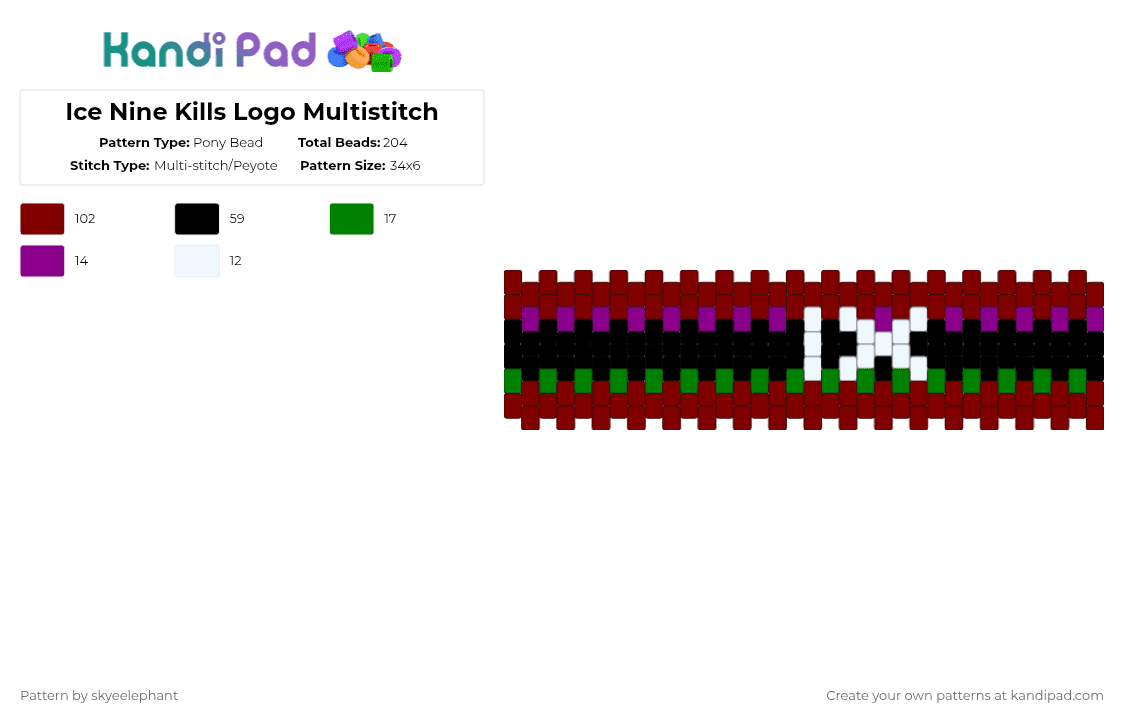 Ice Nine Kills Logo Multistitch - Pony Bead Pattern by skyeelephant on Kandi Pad - brown
