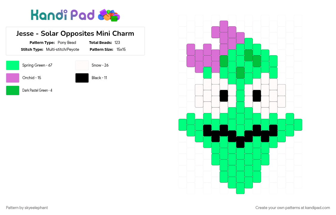 Jesse - Solar Opposites Charm - Pony Bead Pattern by skyeelephant on Kandi Pad - teal