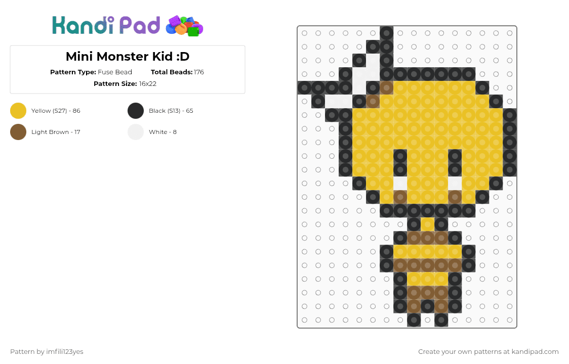 Mini Monster Kid :D - Fuse Bead Pattern by imfili123yes on Kandi Pad - yellow,monster kid,undertale,monster kid undertale