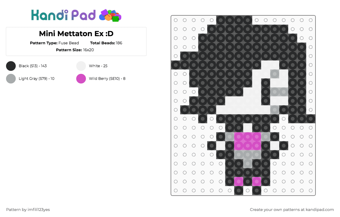 Mini Mettaton Ex :D - Fuse Bead Pattern by imfili123yes on Kandi Pad - black,pink,gray,mettaton,mettaton ex,deltarune,undertale,hotland,alphys,death by glamour