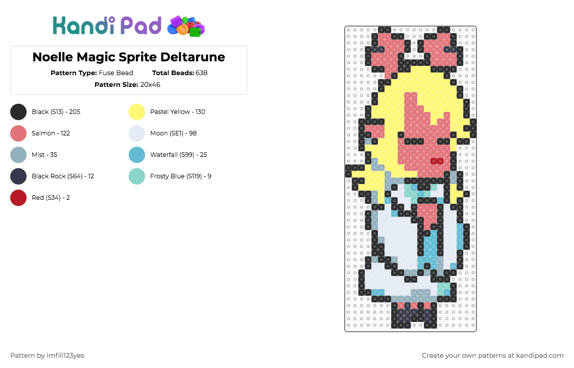 Noelle Magic Sprite Deltarune - Fuse Bead Pattern by imfili123yes on Kandi Pad - red,yellow,deltarune,undertale,noelle,noelle dark wold