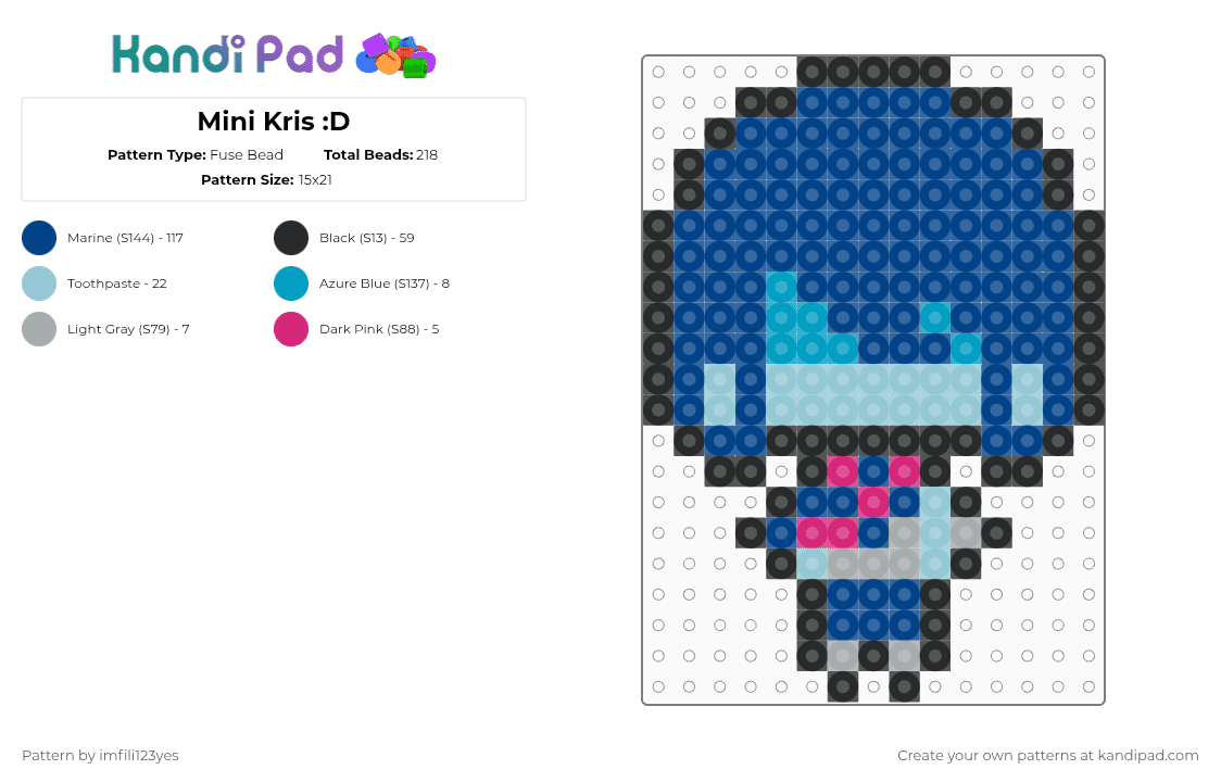 Mini Kris :D - Fuse Bead Pattern by imfili123yes on Kandi Pad - blue,kris,mini characters,kris deltarune,deltarune