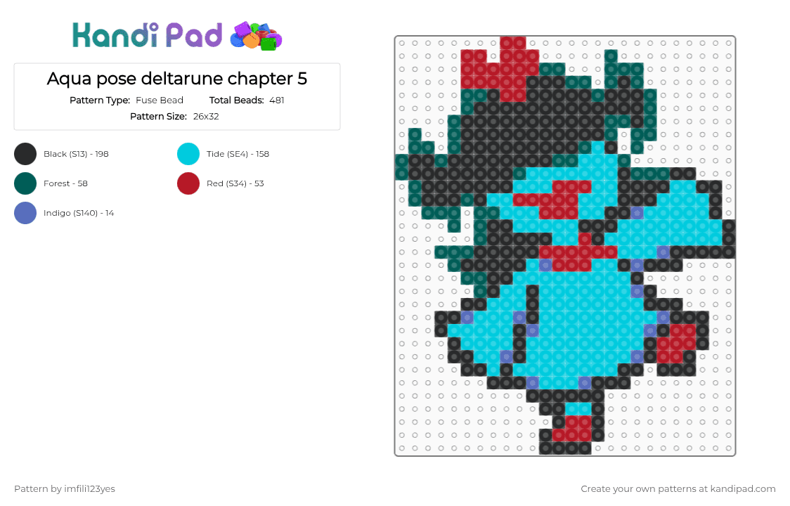Aqua pose deltarune chapter 5 - Fuse Bead Pattern by imfili123yes on Kandi Pad - light blue
