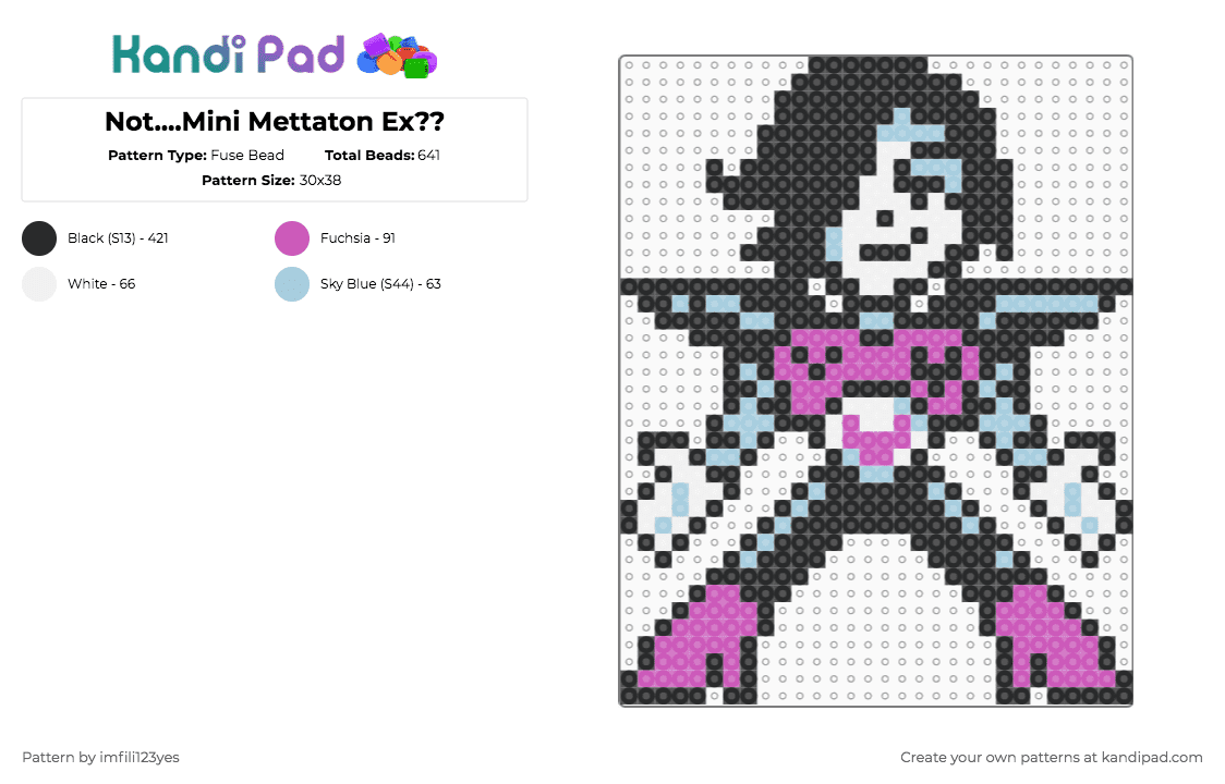 Not....Mini Mettaton Ex?? - Fuse Bead Pattern by imfili123yes on Kandi Pad - black,light blue,pink,metatton,mettaton ex,undertale,deltarune,alphys,gray