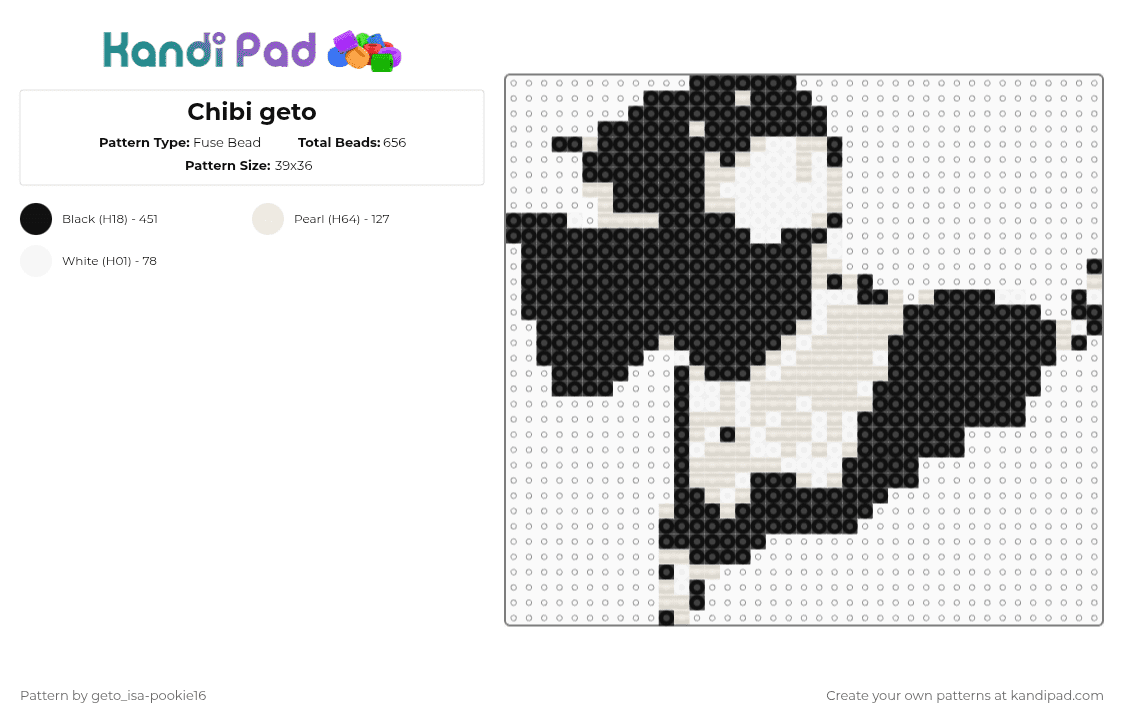 Chibi geto - Fuse Bead Pattern by geto_isa-pookie16 on Kandi Pad - black,white,jjk,villain,anime,sorcerer,curse user,chibi,cute