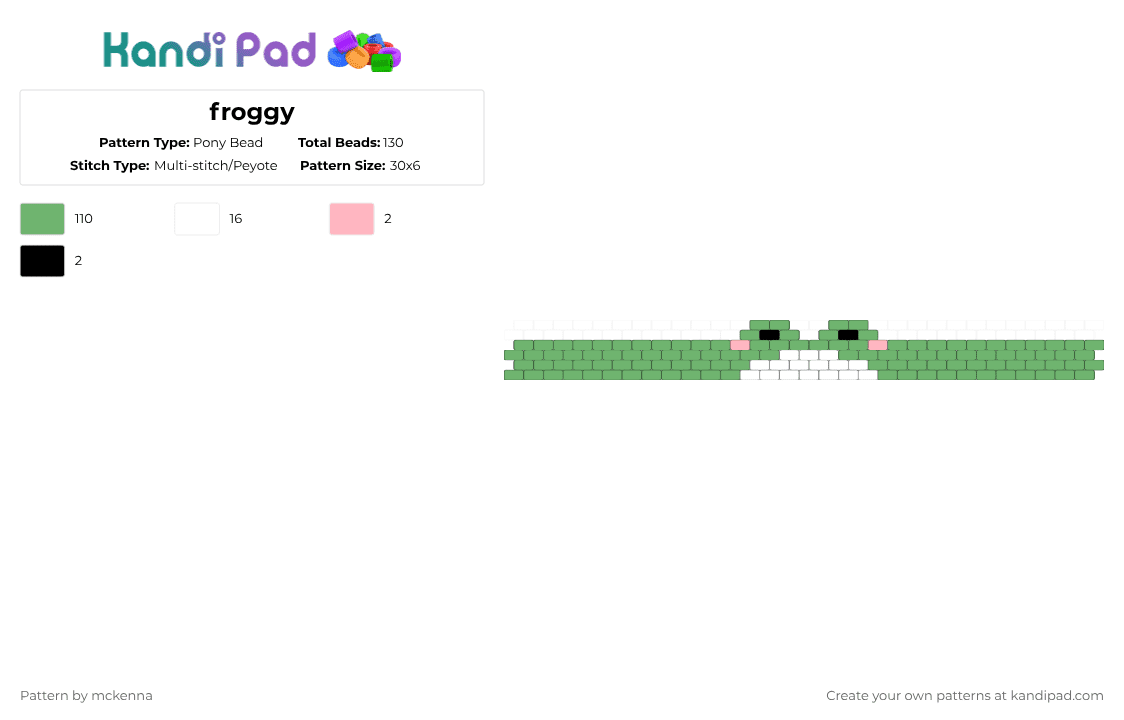 froggy - Pony Bead Pattern by mckenna on Kandi Pad - green