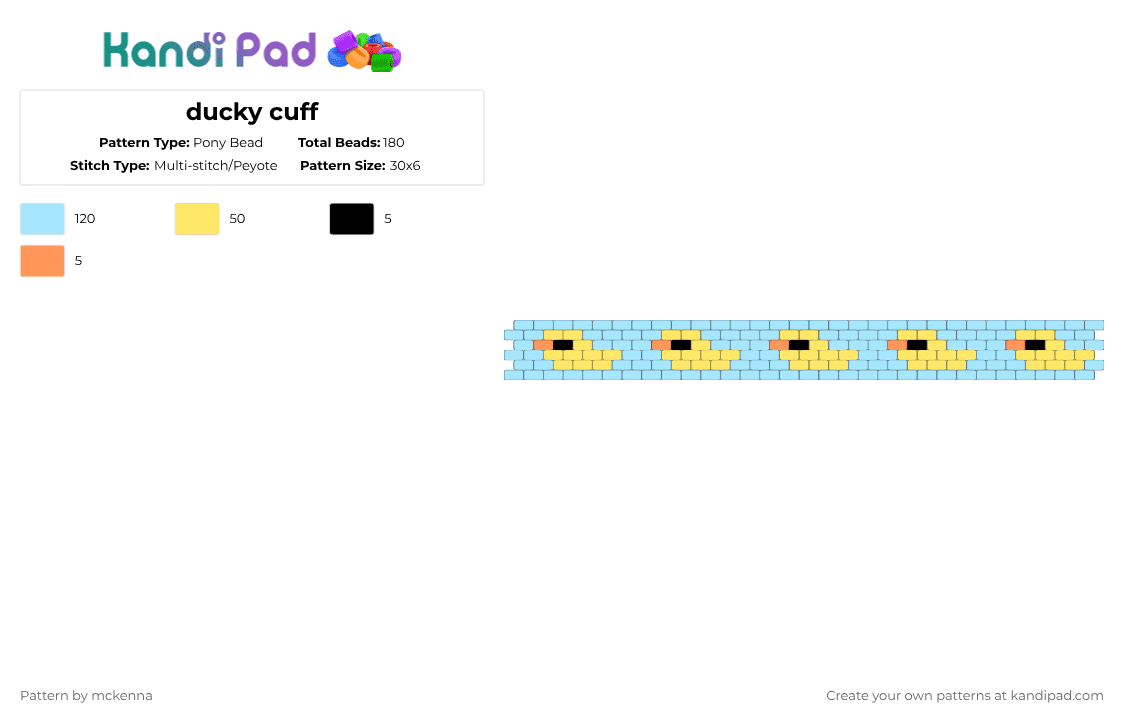 ducky cuff - Pony Bead Pattern by mckenna on Kandi Pad - light blue