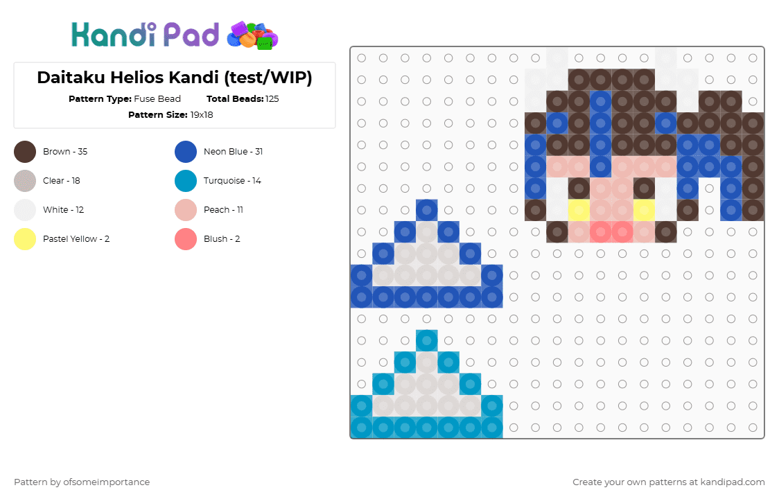 Daitaku Helios Kandi (test/WIP) - Fuse Bead Pattern by ofsomeimportance on Kandi Pad - beige,brown,blue,umamusume