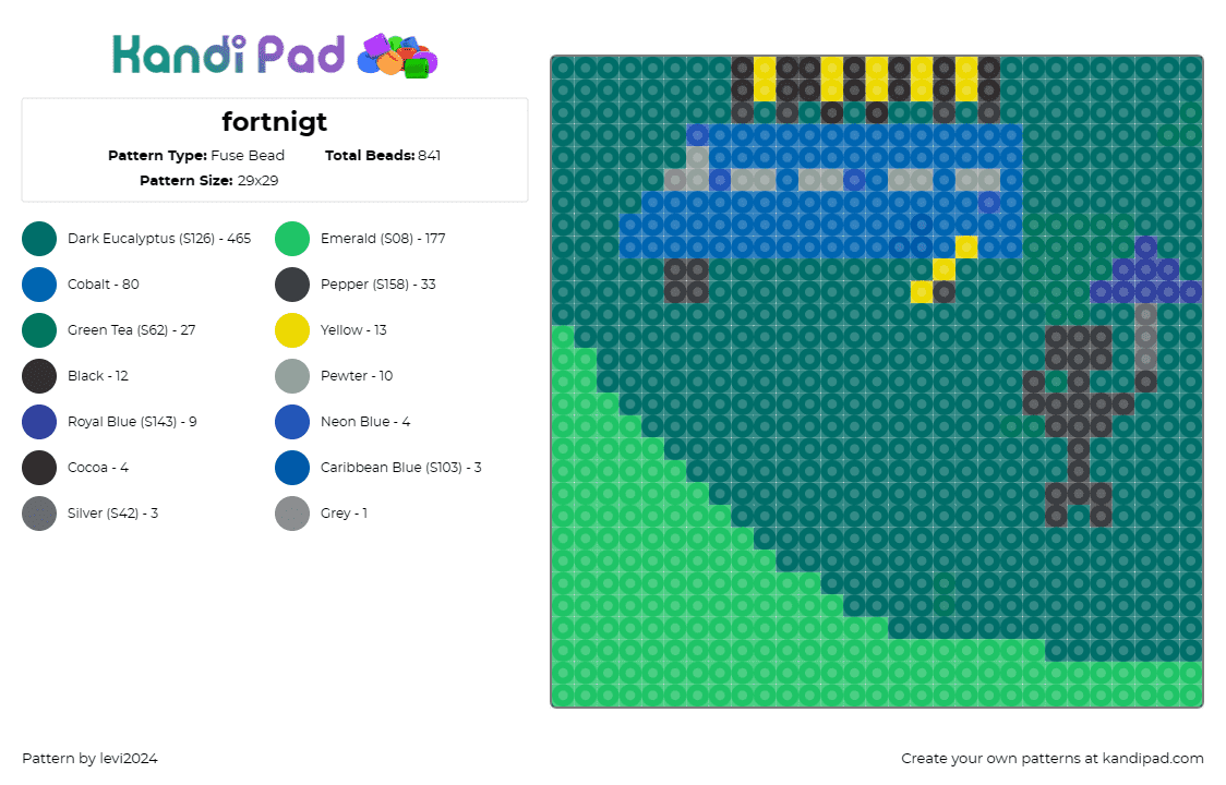 fortnigt - Fuse Bead Pattern by levi2024 on Kandi Pad - gaming,vibrant,bold,interactive,green