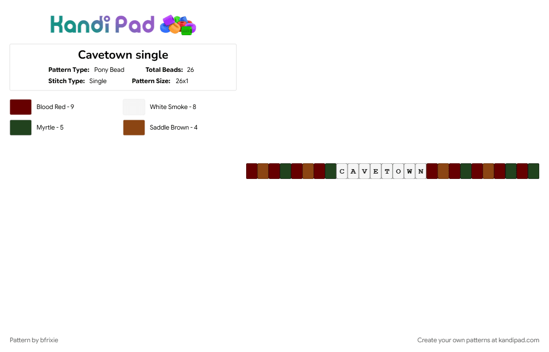 Cavetown single - Pony Bead Pattern by bfrixie on Kandi Pad - brown, red