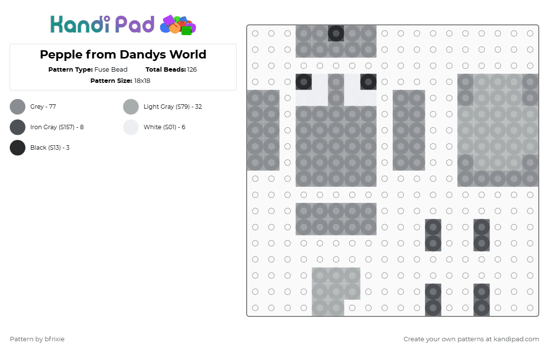 Pepple from Dandys World - Fuse Bead Pattern by bfrixie on Kandi Pad - gray